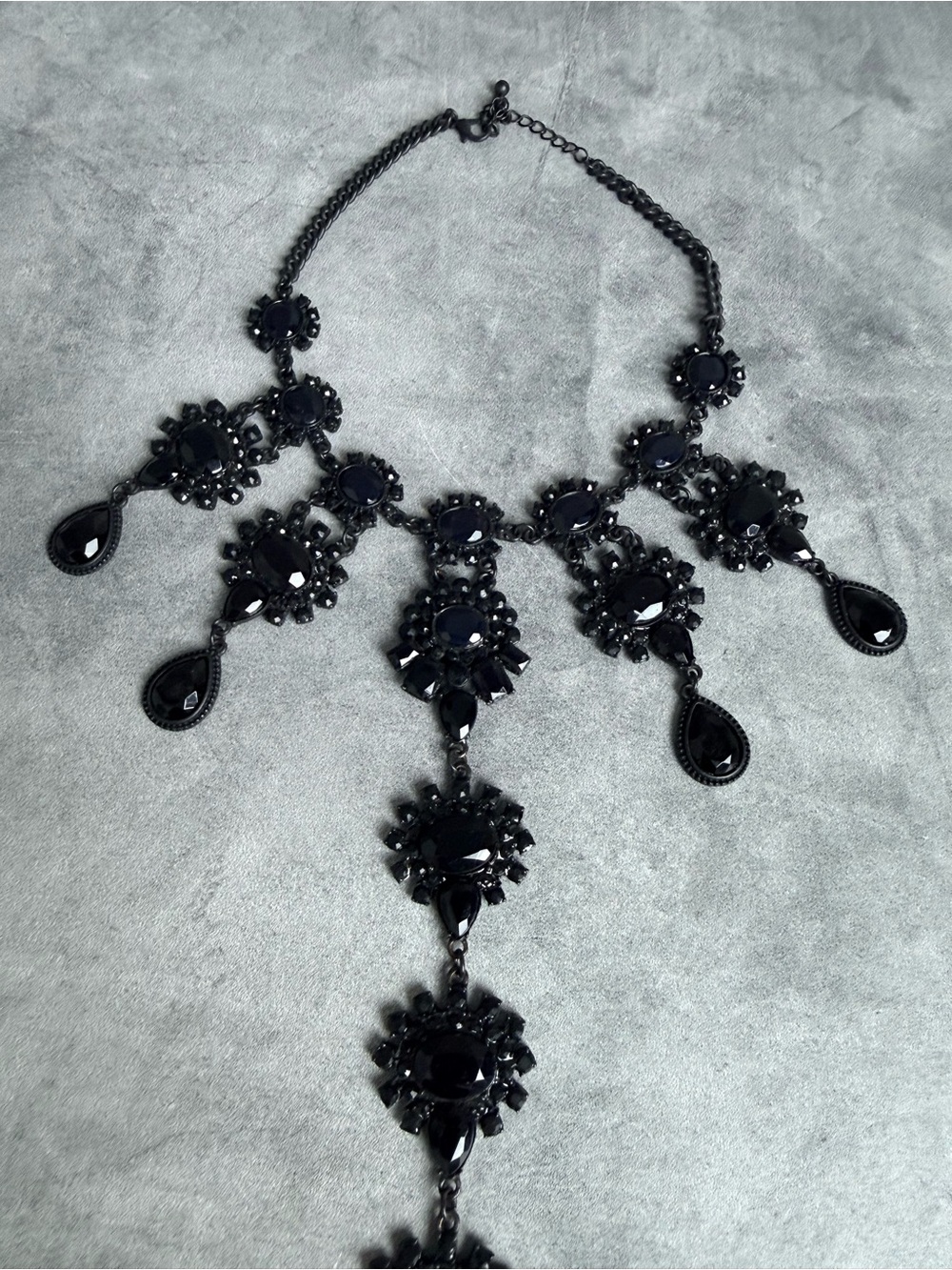 Statement Black Crystal Bib Necklace - Women's Jewelry